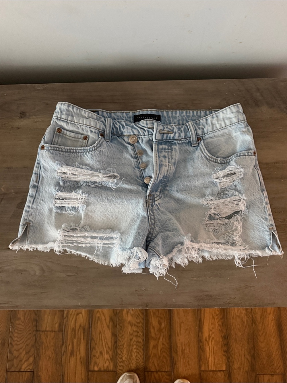 Aeropostale Light Blue Distressed Denim Cutoff Shorts